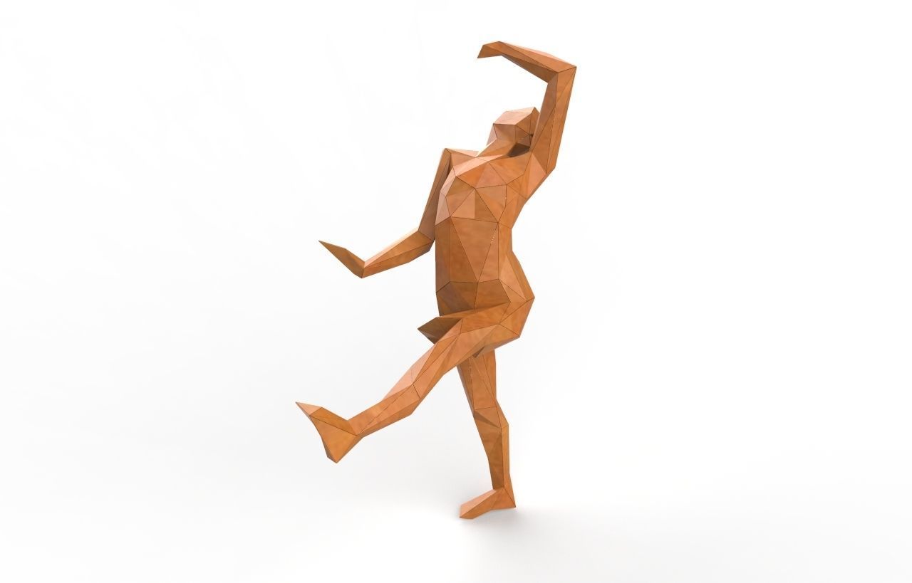 girl low poly dancing 3d model art ballet show isolated character illustration balance woman people dance lowpoly sculptures 3D print model - Mito3D