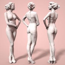 ragazza poli scultura donna arte stilizzato lowpoly sfaccettato signora femmina corpo miniatura statua umano persona bella sfaccettatura scansioni repliche 3d print model - Mito3D