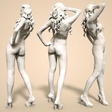 Mädchen low-poly-Skulptur Kunst Frau Skulptur stilisierte lowpoly low poly facettiert lady weiblich Körper der Miniatur statue Mensch person ziemlich Facette Skulpturen 3d print model - Mito3D