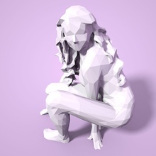 girl low poly sculpture art woman stylized lowpoly faceted lady female body miniature statue human person pretty facet scans replicas 3d print model - Mito3D