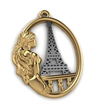 girl paris jewelry gold luxury pendant printable eiffeltower toureiffel gem eiffel silver pendants 3d print model - Mito3D