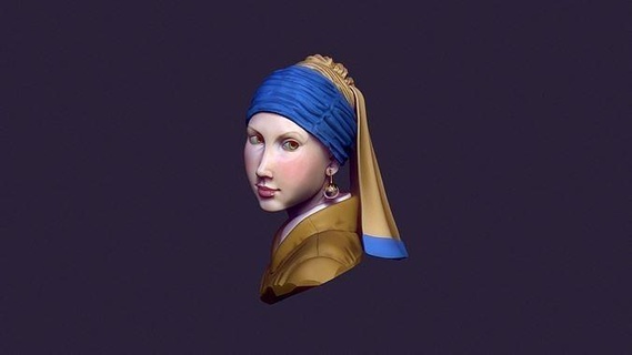 ragazza perla orecchino scultura jan vermeer arte sculture 3d print model - Mito3D