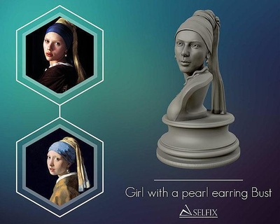 girl pearl earring 3d portrait sculpture statue people face art sculptures bust scarlett johansson 3d print model - Mito3D