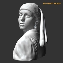 mädchen perle ohrring 3d drucken modell skulptur kunst statue vermeer dekor porträt frau malerei galerie büste skulpturen 3d print model - Mito3D