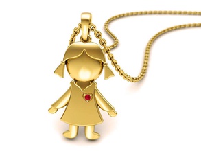 girl pendant - baby own design jewelry boy 3dmodel 3dprint gold israel russia usa canada braclet silver motherday pendants 3d print model - Mito3D