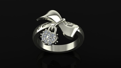 ragazza anello di prua, 129 gioielli prua gemma gioiello diamanti oro diamante matrimonio stampabile argento regalo cad anelli 3d print model - Mito3D