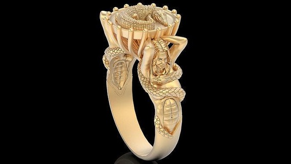 niña serpiente cocodrilo anillo plata oro imprimible joyería joya 3d modelo libra esterlina continuar reptil lagartija caimán zbrush tendencia Moda fantasía anillos 3d print model - Mito3D
