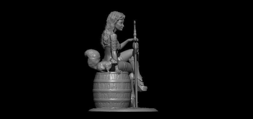 girl squirrel art woman sculpture statue armor character knight warrior people sculptures 3D print model - Mito3D