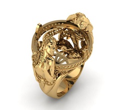 ragazza tigre gioielli anello il logo anelli ciondoli di stampa design monumento art oro disco platino download argento drago caiters diamante gioiello moderna la scimmia 3d print model - Mito3D
