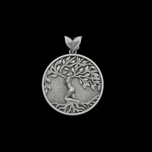 girl tree life pendant version 2 leaf nature necklace flower treeoflife jewelry silver ring wood root medallion art design cnc woman female basrelief barelief pendants 3d print model - Mito3D