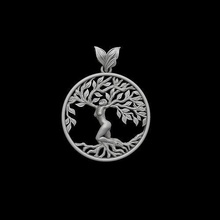 girl tree of life pendant leaf nature necklace flower treeoflife jewelry gift plant silver ring wood root medallion art design cnc woman female pendants 3d print model - Mito3D