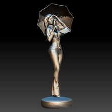 girl umbrella art figure woman character body female figurine lady people sculpture miniature statue person maiden sculptures 3d print model - Mito3D