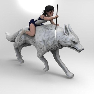 ragazza lupo princess mononoke 3d modello principessa modellazione miyazaki hayao anime film arte sculture 3d print model - Mito3D