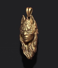 menina lobo pingente jóias prata cabeça alto poli colar lobo mulher lobisomem rouco uivo joalheria pingentes ouro malha 3d print model - Mito3D