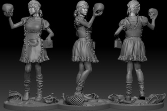 girlwithskull gril model skull character female art sculptures 3d print model - Mito3D