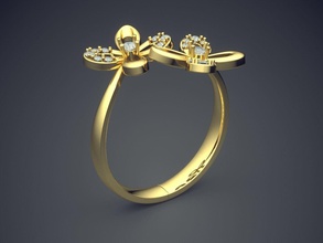 mädchenhaft flower shape detailliert ring gold juwel schmuck ringe hochzeit engagement diamant brillant cad platin druckbar silber design 3d print model - Mito3D