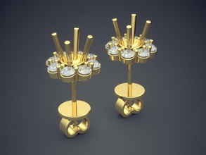 femenino sencillo flower shaped pendientes oro joya joyería anillo anillos boda compromiso diamante brillante canalla platino imprimible plata diseño 3d print model - Mito3D