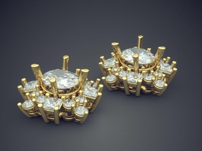 göz alıcı minimalist elmas küpe takı altın mücevher yüzük düğün nişan parlak cad gem platin yazdırılabilir Gümüş detay tasarım 3d print model - Mito3D