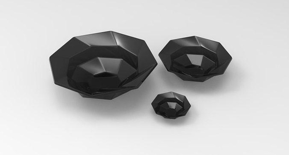 Glas Schüssel 2 gb2 schwarz Modell Korb Kunst Design Haushaltswaren Geschirr Gericht Teller geometrisch gestalten Blume Topf Essen Zimmer Haus Dekor Küche 3d print model - Mito3D