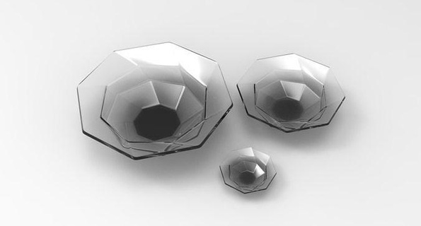 Glas Schüssel 2 gb2 Weiß Modell Pentagon Design Haushaltswaren Geschirr isoliert 3d druckbar Haus Dekor Küche Essen 3d print model - Mito3D