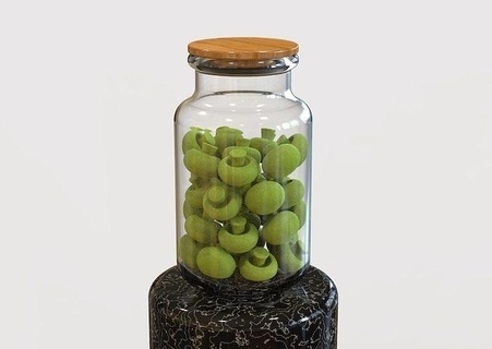 vaso tarro almacenamiento envase frasco comida botella tapa cocina menaje vajilla seta denso casa utensilios seguro accesorios 3d print model - Mito3D