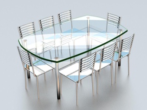 glass table furniture home interior room dining house dae set 3d print model - Mito3D