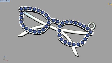 glasses pendant jewelry diamond fashion jewellery silver gold gem printable pendants 3d print model - Mito3D