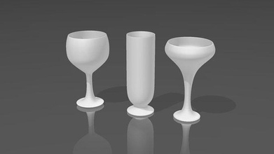 glasses printable 3 1 pack glass wine simplicity elegant design houseware tableware classic wineglass drink house kitchen dining 3d print model - Mito3D