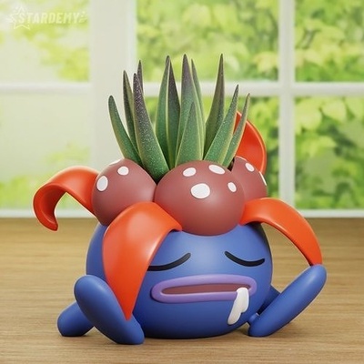 gloom planter decoration - 2 models pokemon vileplume oddish pikachu anime pokeball game pen holder decor plant vase grass home house outdoor 3d print model - Mito3D