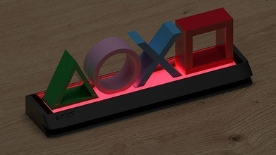glowing statuette lamp logo sony playstation 3d print model hobby diy electronics 3d print model - Mito3D