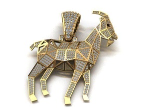 goat pendant chain cuban link miami necklace bracelet linkchain gold silver jewel jewellery jewelry 3dprint printable diamond chocker gem necklaces pendants 3d print model - Mito3D