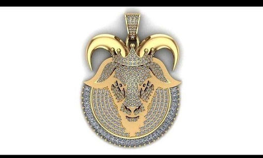 goat pendant 3dmodel animal printable horn silver nature elk lamb sheep jewelry pendants 3d print model - Mito3D