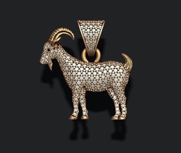 goat pendant gems jewel jewelry silver diamond gem gemstone briliant necklace ice iced out hip hop ram aries sheep antelope animal pendants 3d print model - Mito3D