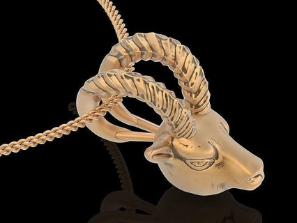 goat pendant gold printable jewelry 3d model silver sterling zbrush sculpture design man femail hoof white statue merinos platin horn pendants 3d print model - Mito3D
