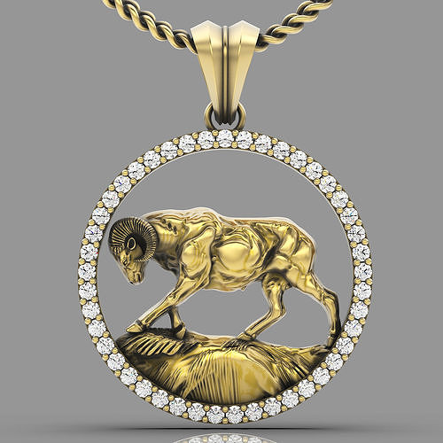 chèvre pendentif argent or imprimable bijoux 3d modèle animal mouton sculptures sterling zbrush statue sculpture conception klaxon tendance mode pendentifs 3D print model - Mito3D