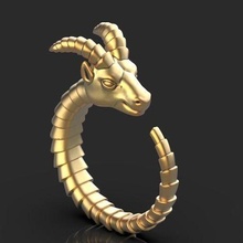 goat ring gold jewelry silver horn gem engagement wedding jewellery jewel diamond printable animal zoo nature rings 3d print model - Mito3D