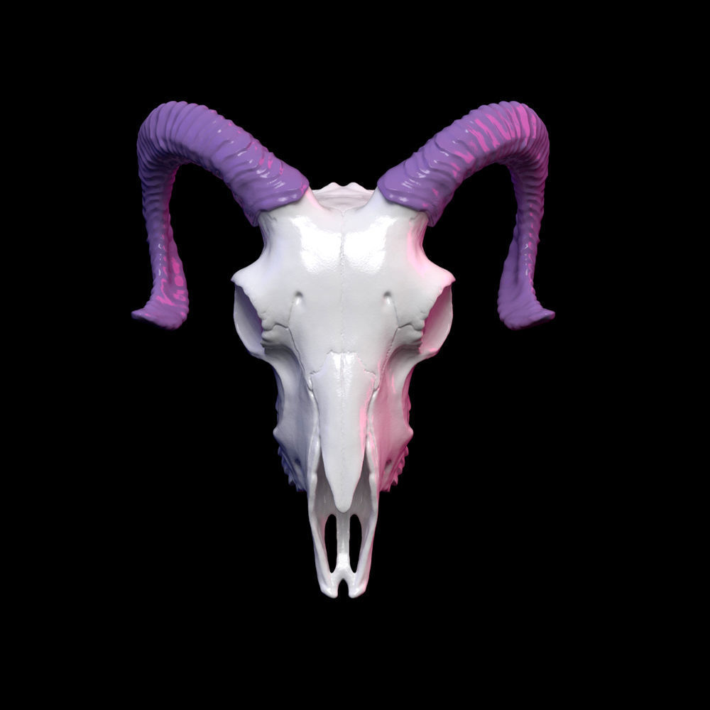 goat skull jewelry animal sheep mammal ram horn skeletal skeleton decor decoration bone head 3d print printable pendants 3D print model - Mito3D