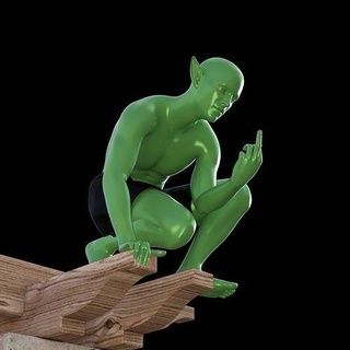 goblin verde auto ritratto png 3d arte sculture 3d print model - Mito3D