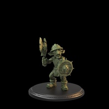 goblin axeman presupported fantasy dnd greenskin mini sculpt miniature 32mm axe shield helmet games toys board 3d print model - Mito3D