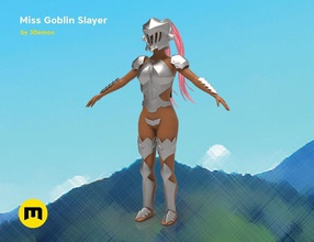 senhorita goblin assassino agrupar gênero curvatura anime manga traje fêmea menina armaduras capacete leme mascarar cosplay faça mulher moda 3d print model - Mito3D