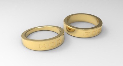 Paar Ring Gold Hochzeit Schmuck Engagement Liebe isoliert druckbar Silhouette Herz Finger Skulptur 3d print model - Mito3D