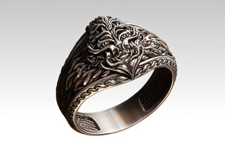 dieu du feu bijoux un incendie l'élémentaire de l'anneau d'argent les anneaux 3d print model - Mito3D