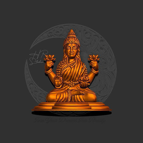 Dios laxmi v1 completo 3d estatua diosa indio hindú joyería joya murti Arte escultura oro cara señor 3D print model - Mito3D