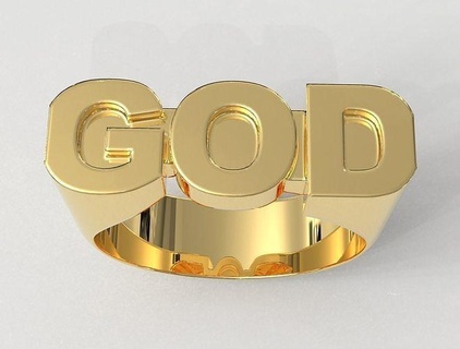 god ring rings gold jewelry pauloranieri trendy fashion classic modern silver letter word jewel alphabet 3d print model - Mito3D