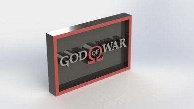 dio of guerra gow logo placca rettangolo simbolo illustrazione film gotofwar giochi giocattoli 3d print model - Mito3D