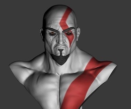 god of war kratos bust santa monica spartiate sculpture statue portrait art sculptures 3d print model - Mito3D