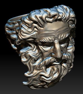 Dieu Zeus art sculpture tête ancien Anillo dios grecia bijoux anneaux 3d print model - Mito3D