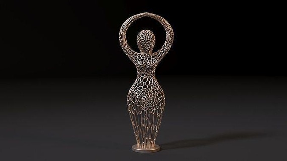 deusa estatueta decoração decorativo Voronoi arte casa figura wireframe luminária fio 3d print model - Mito3D