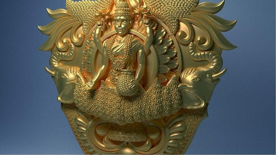 deusa lakshmi murti olho joalheria Deus ídolo senhor Bhagwan pendente jóias ouro estátua modelo zbrush colar 3dprint arte imprimível pingente escultura personagem colares 3d print model - Mito3D
