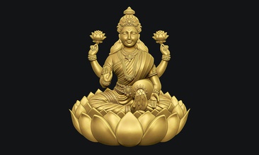 göttin laxmi bas linderung indisch schmuck münze reichtum statue druckbar miniaturen figuren kunst skulpturen 3d print model - Mito3D